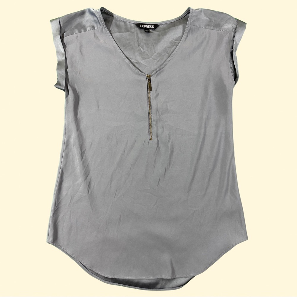 Express Gray Cap Sleeve Relaxed Blouse